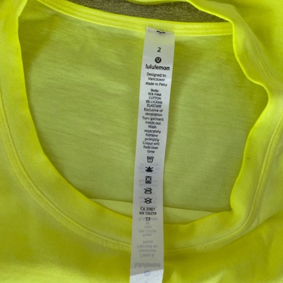 NWT - Lulu Lemon Cut Back Crop Tank - Size 2, Highlighter yellow - Picture 6 of 13